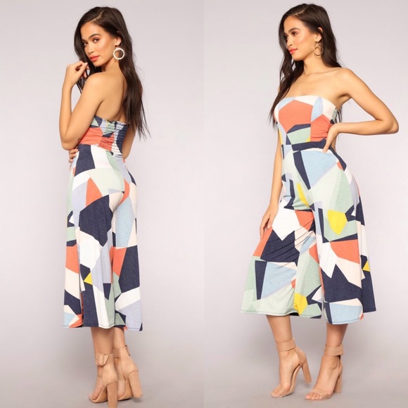 Fashion Nova Pants - FN Multicolor Strapless Jumpsuit